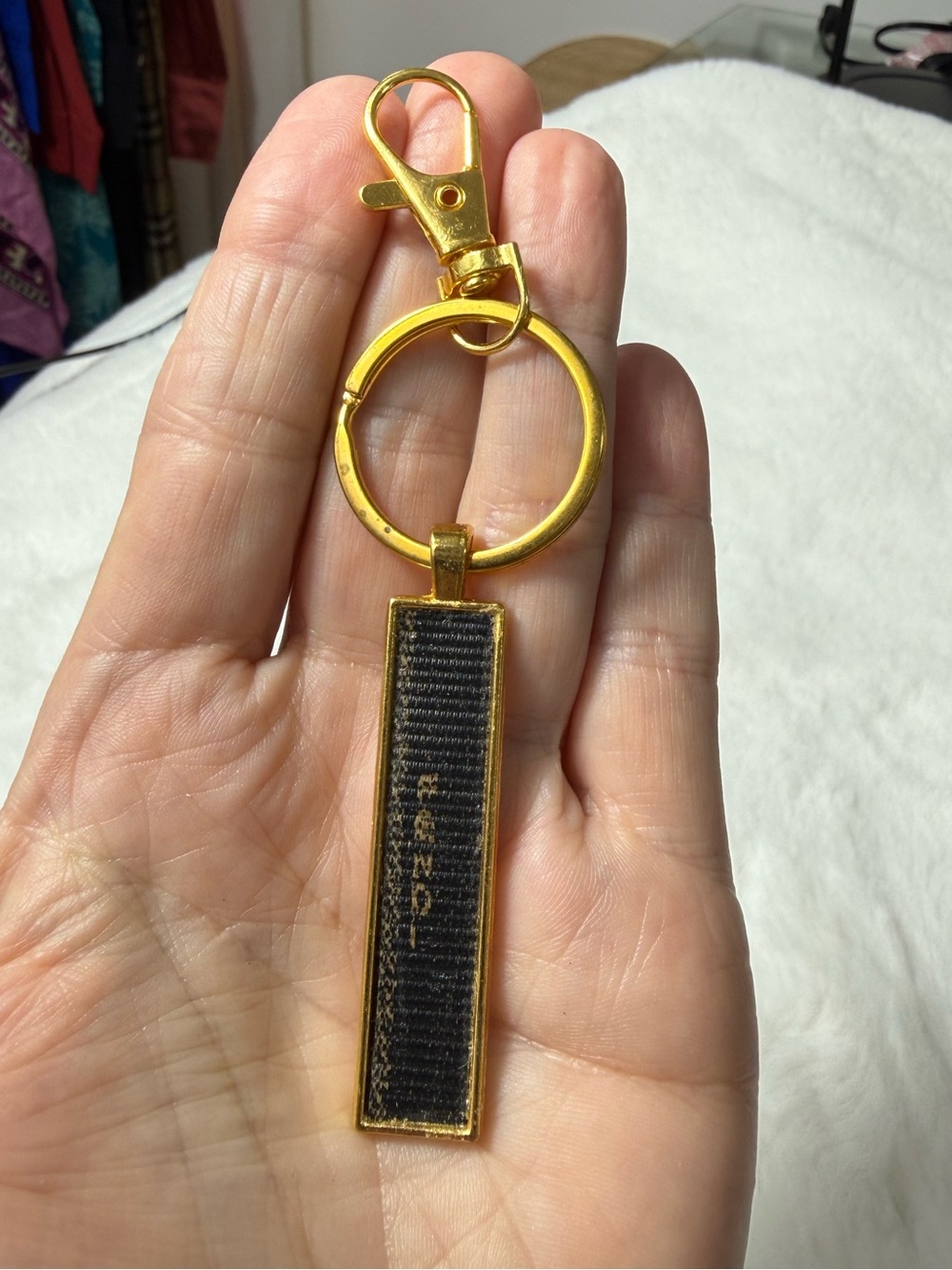 Fendi upcycled penguin print vintage brown and Gold Key Holder